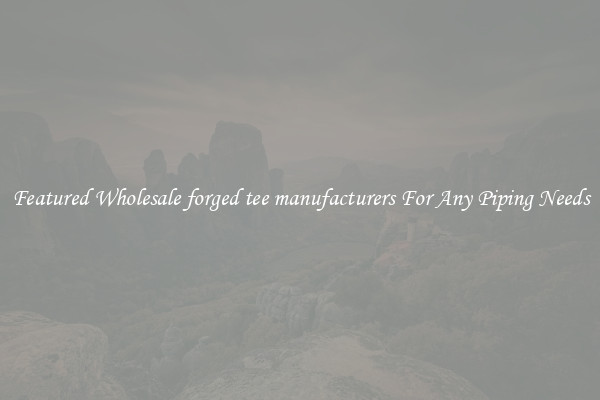 Featured Wholesale forged tee manufacturers For Any Piping Needs
