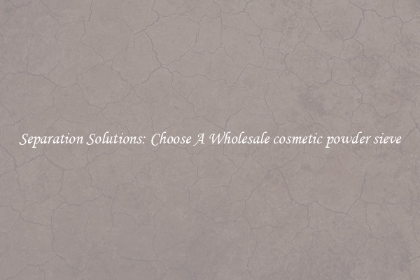 Separation Solutions: Choose A Wholesale cosmetic powder sieve