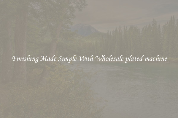 Finishing Made Simple With Wholesale plated machine